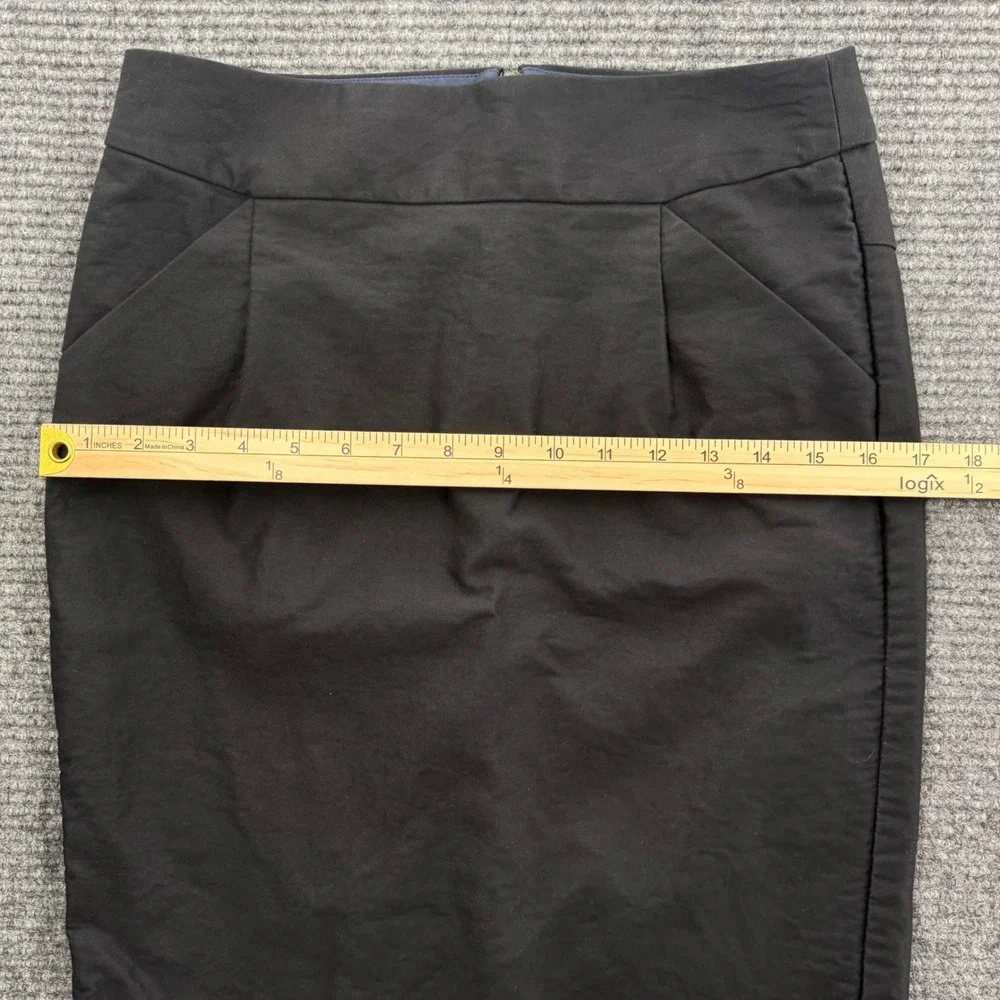 J.Crew Womens 2 Black Cotton Spandex Pencil Skirt Stretch Pockets Workwear